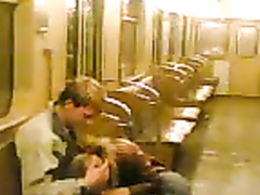 Blowjob in the subway from a sweet Russian girl