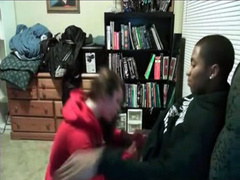 White teen gets roughly fucked from behind by black guy