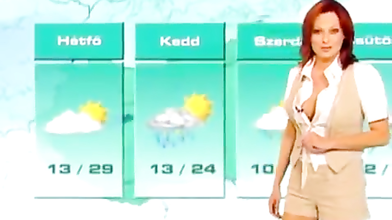 Hungarian weather girl and her heavenly pair of tits