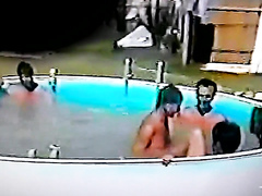 Jacuzzi party about to turn into a sexy orgy