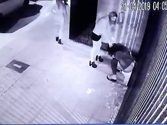 Street peeing on security cam