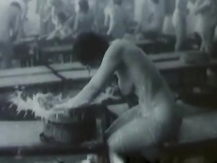 Vintage video in a nude female bathhouse