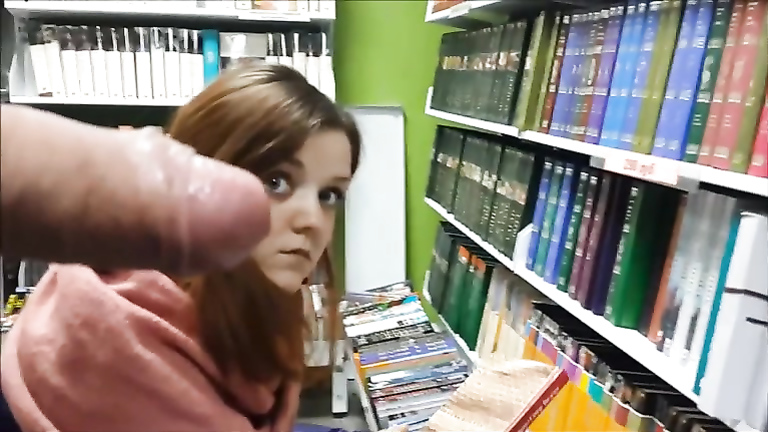 Flashing his cock at the book store
