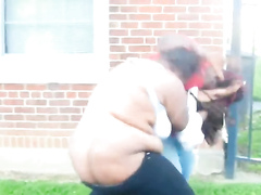Fat ghetto grannies caught fighting outdoors