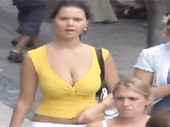Babes with beautiful big bouncy tits in public