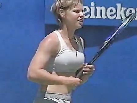 Female tennis player with pokies and bouncy tits