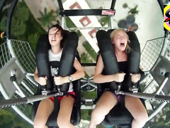 Hot babes on the fastest roller coaster