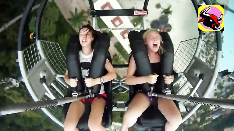 Hot babes on the fastest roller coaster