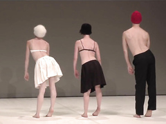 Beautiful actresses get partially naked while acting in a play