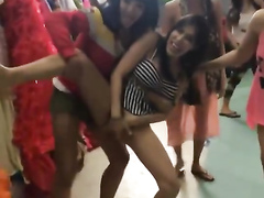Hypnotic chicks doing erotic poses in the backstage