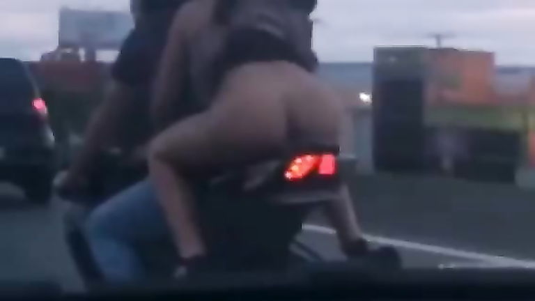 Chick with the mind-blowing ass rides the motorcycle