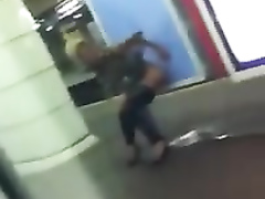 Drunkened hooker urinating in the metro