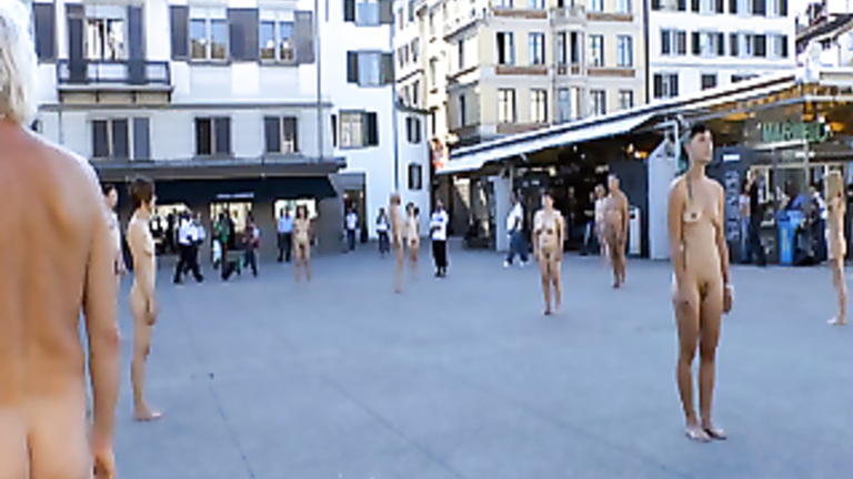 Nude performance art in European public square