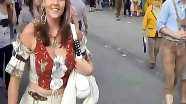 Oktoberfest amateur babe flashes ass in public