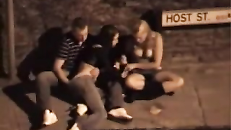 Drunken party girl gets fingered on the street