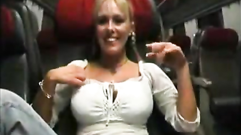 Milf gives a blowjob on the bus