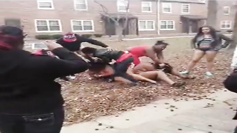 Black women fighting till bare skin