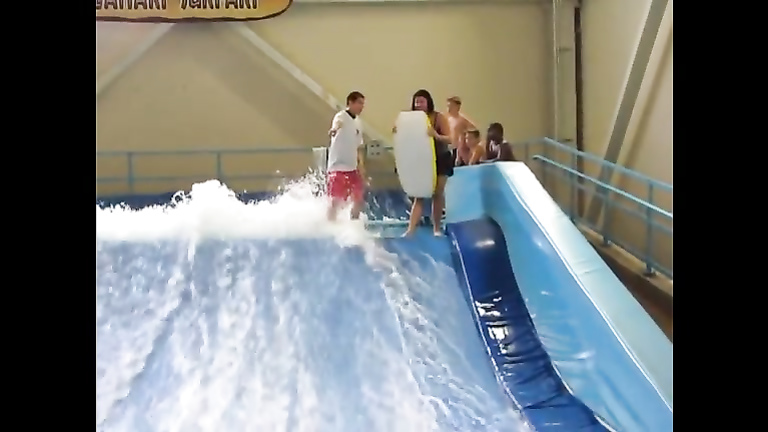 Bouncing big tits at the water park