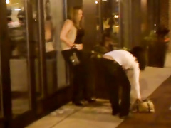 Totally trashed girl pisses on the sidewalk