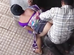 Beautiful Indian woman has doggystyle sex in public