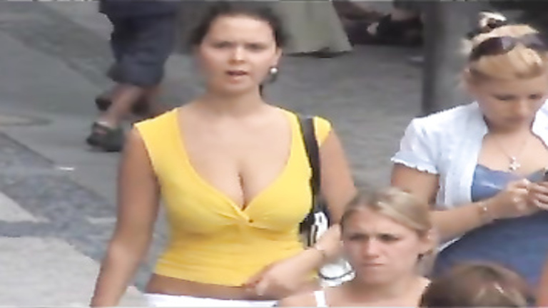 Babes with beautiful big bouncy tits in public