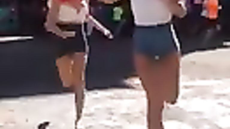 Sexy upskirt at the running of the bulls