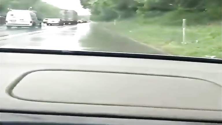 Shameless doll makes water on the highway